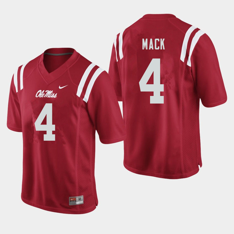 Brandon Mack Ole Miss Rebels NCAA Men's Red #4 Stitched Limited College Football Jersey OCC5558MW